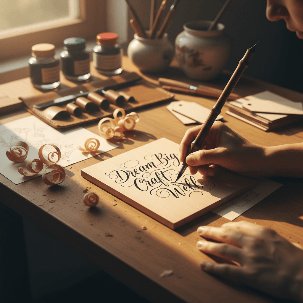 Craftsperson personalizing a gift item with embossed monogram