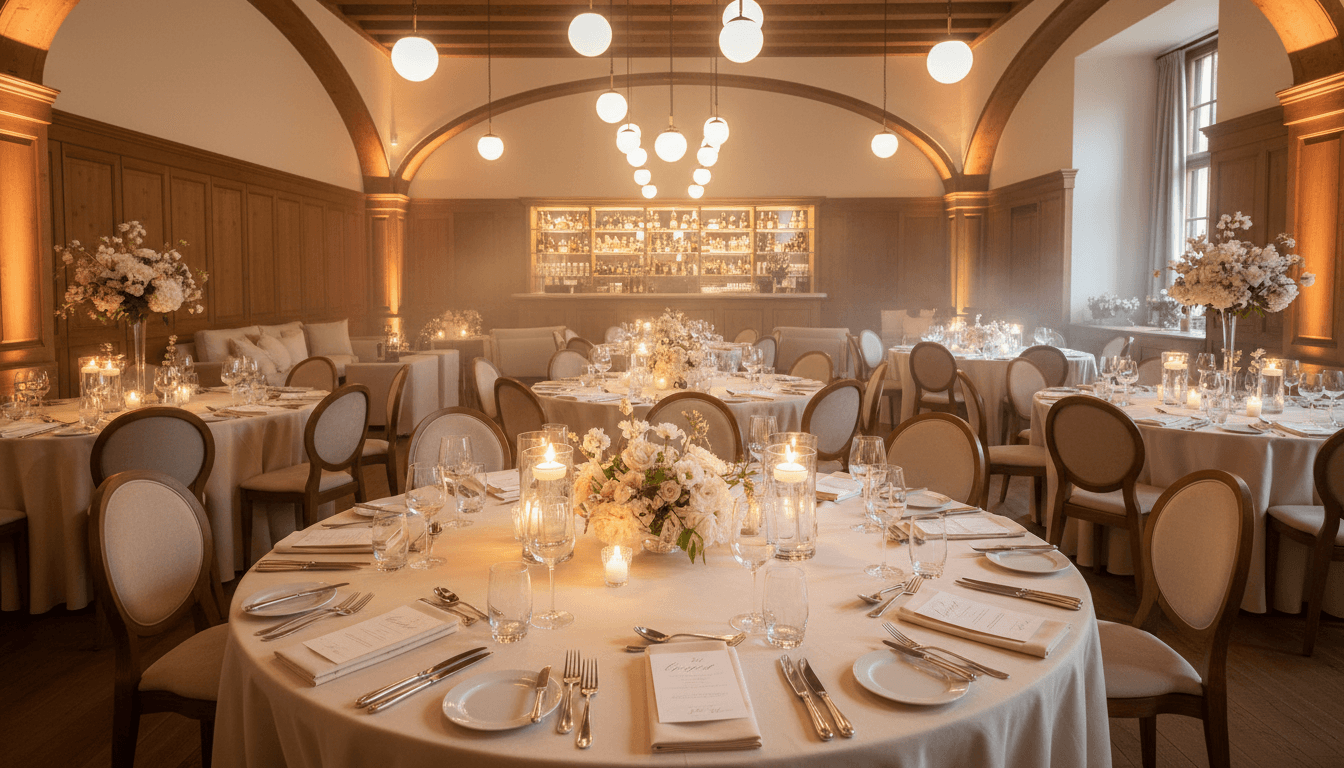 Corporate event venue setup and décor