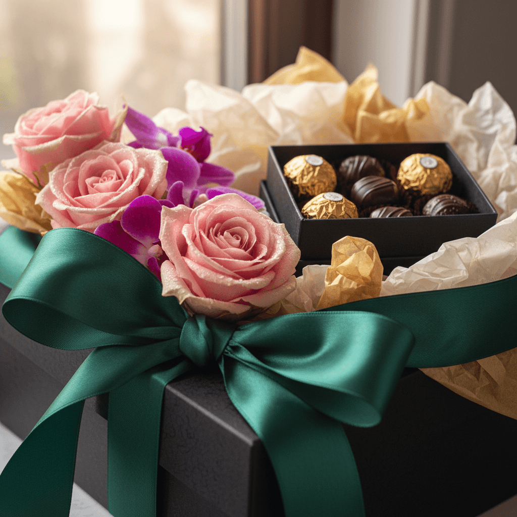 Premium gift packaging and wrapping detail